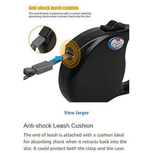 DOGNESS-Black-retractable Leash - Extends from 1'-16' for 1-90 lb Dogs