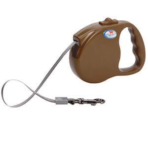 DOGNESS-Brown-retractable Leash - Extends from 1'-16' for 1-90 lb Dogs