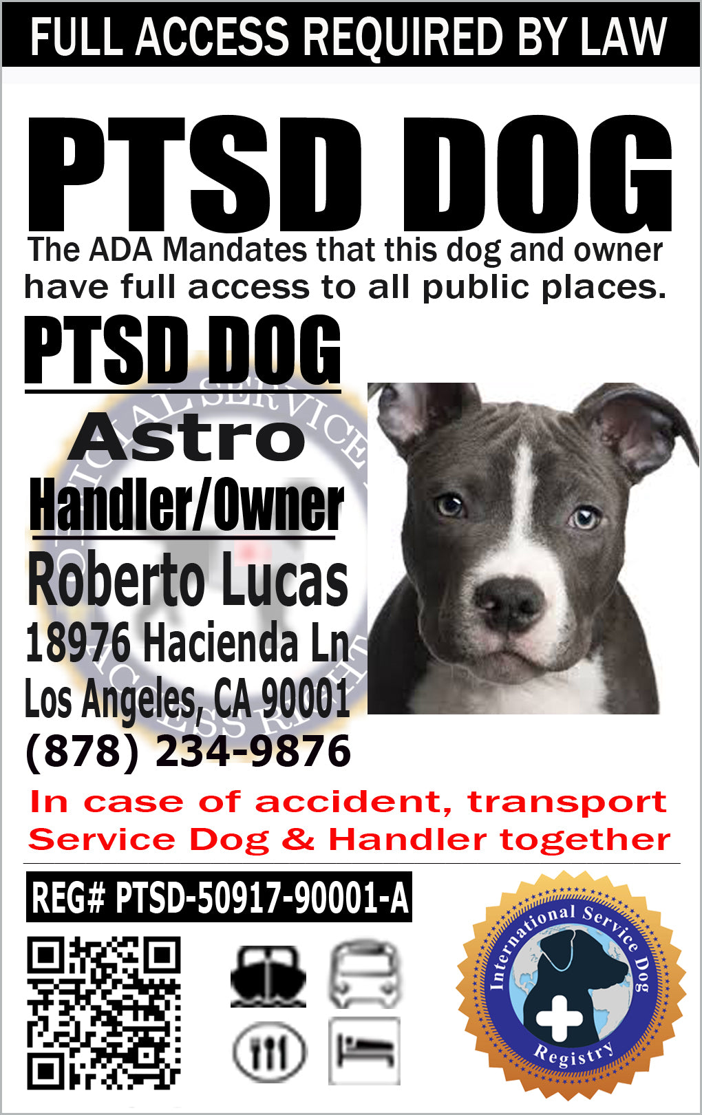 PTSD Dog ID Registration