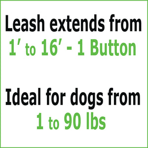 DOGNESS-Metal-retractable Leash - Extends from 1'-16' for 1-90 lb Dogs