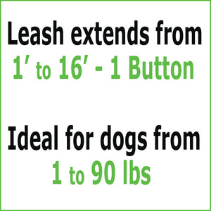 DOGNESS-Blue-retractable Leash - Extends from 1'-16' for 1-90 lb Dogs