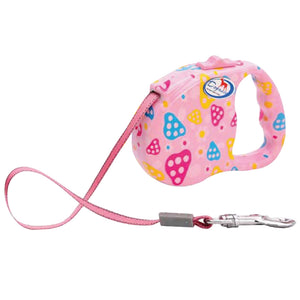 DOGNESS-Pink Strawberry-retractable Leash - Extends from 1'-16' for 1-90 lb Dogs