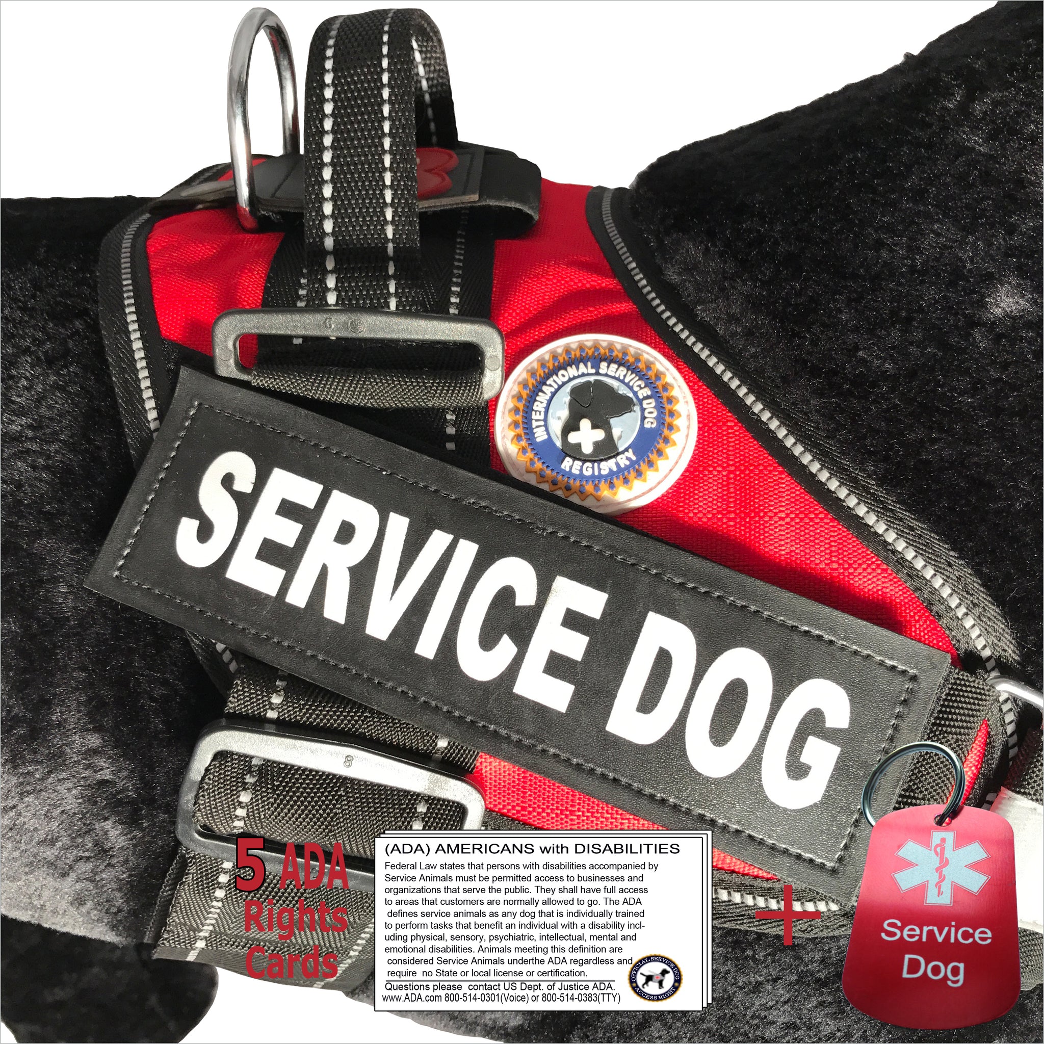 Service Dog Vest Towner Dog tag Rights Booklet ADA Cards