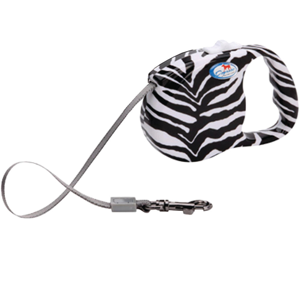 DOGNESS-Zebra-retractable Leash - Extends from 1'-16' for 1-90 lb Dogs